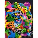 Paint by numbers young lion in rainbow colors animal art